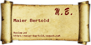 Maier Bertold névjegykártya